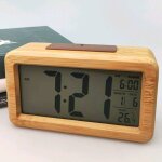 - rveil numrique radio - pilot horloge de table rveil tanche en bois massif avec thermomtre, calendrier ...