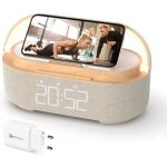 R�veil num�rique (sans contr�le de tension) - radio fm - chargement sans fil - affichage led - support ...