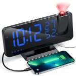 Reveil projecteur avec radio, horloge num�rique, r�veil avec port de usb, 3 niveaux de luminosit� r�glables, ...