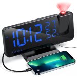 Litzee - reveil projecteur avec radio, horloge num�rique, r�veil avec port de usb, 3 niveaux de luminosit� ...