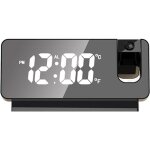Rveil de projection portable date de temprature grand cran horloge numrique led projection sur le ...