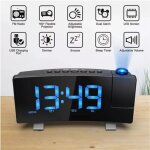 R�veil radio fm led avec projection - horloge digitale radio - pilot�e, variateur de luminosit�, horloge ...