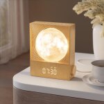 R�veil simulateur d'aube avec lampe lunaire rotative - 15 sonneries, veilleuse 8 couleurs, lampe de chevet ...