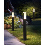 Rhg lampadaire exterieur led, 7w noire cube lumineux exterieur, blanc chaud 3000k ip65 �tanche, 40cm ...