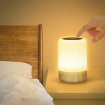 Rhg lampe de chevet tactile sans fil � intensit� variable, batterie led, 4 variateurs, 3 luminosit�s, ...
