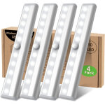 Rhg lampe led detecteur mouvement pile interieur, 4 paquet lumiere placard dressing sans fil eclairage ...