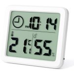Rhg mini thermometre interieur num�rique, hygrometre portable professionnel � grand �cran avec horloge, ...