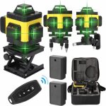 Rhg niveau laser 360� 4d 16 lignes, niveau laser vert auto - nivelant avec 2x1200 mah lithium rechargeables, ...