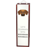 Rhodesian ridgeback, chien lion d'afrique - coffret g�om�trique avec photo et inscription pour vin par ...