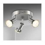 Riceel - plafonnier salle de bain clairage led lampe plafond sdb chrome 3 spots orientables ip44 gu10 ...