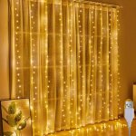 Rideau lumineux 2 x 2 m, rideau lumineux intrieur, 200 led, rideau lumineux usb  suspendre, blanc chaud, ...