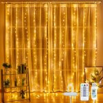 Rideau lumineux, 3m3m guirlande lumineuse led, 8 modes d'eclairage blanc chaud, decoration de fen�tre, ...