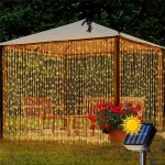 Rideau lumineux solaire 3 x 2 m 200 led haute luminosit�, 8 modes d'�clairage, �conomie d'�nergie et ...