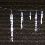 Rideau stalactite extrieur 10 glaons 63 led blanc froid chaud - feeric lights & christmas