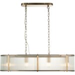 Ridgeton plafonnier suspendu de bar en laiton antique, verre stri� transparent, 4 x e14 - endon