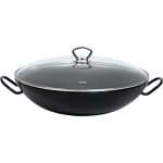 Riess - kelomat - riess wok avec couvercle en verre 36cm pole  servir avec deux poignes mail noir ...