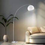 Rl - lampadaire arc lampe de lecture lampadaire lampe de salon lampadaire, mtal acrylique chrome blanc, ...