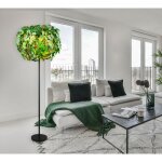 Rl - lampadaire lampe de salon lampe d'appoint lampadaire, mtal plastique noir vert design feuilles, ...