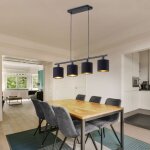 Suspension abat - jour en tissu lampe suspendue lampe de salon lampe de table � manger 4 ampoules, textile ...