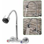 Robinet de cuisine en acier inoxydable, robinet r�glable, montage mural, robinet de cuisine � deux poign�es, ...