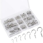 Roleader - 120 pi�ces crochets � visser, taille mixte plafond vis crochet m�tal nickel�, crochets cintres ...