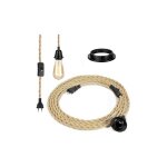 Rope chandelier, retro e27 socket with 4. 5 meter electric wire and switch, for rope pendant lamp(bulb ... Rope chandelier, retro e27 socket with 4. 5 meter electric wire and switch, for rope pendant lamp(bulb ...
