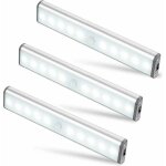Lot de 3 lampes 10 led, sans fil, rechargeable par usb, aimant, dtecteur de mouvement, 2 modes d'clairage, ...