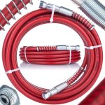 Rosfix tuyau pour pulv�risateur airless 10m rouge ? acier renforc�, 228 bar, 1 / 4  raccords pivotants ...