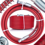 Rosfix tuyau pour pulv�risateur airless 20m rouge ? acier renforc�, 228 bar, 1 / 4  raccords pivotants ...