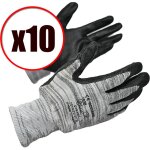 Rostaing - lot de 10 paires de gants de travail en pe nitrile anti coupure dynanit en388