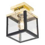 Rotterdam - plafonnier - 1 lumière - l 16 cm - noir et or - rustique - éclairage extérieur - qazqa Rotterdam - plafonnier - 1 lumière - l 16 cm - noir et or - rustique - éclairage extérieur - qazqa