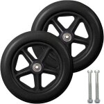 Roue avant 8 pouces pour fauteuil roulant 2 pneus pleins antid�rapants 190 mm gris noir