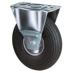 Roue gonflable d. de la roue 200 mm cap. charge 75 kg roulette fixe avec plaque � visser prof. rainur� ...