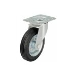 Roue de guidage caoutchouc av jante le - ve 125r, charge limite 100 kg roue diam. 125mm, dim plaque 100x85mm ...