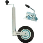 Meca24 - roue jockey - tube acier 48mm - jante m�tal - bride de fixation acier diam. 48mm - compatible ...