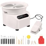 Roue de poterie 250 mm, tour de potier electrique 350 w, avec pedale ecran tactile lcd et tablier, mini ...