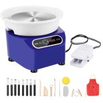 Vevor roue de poterie 280 mm, tour de potier electrique 450 w, avec pedale ecran tactile lcd et tablier, ...