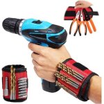 (rouge)bracelet magn�tique poignet outil aimant puissant pour bricolage porte visserie, �crous, boulons, ...