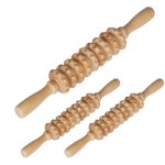 Relaxdays rouleau de massage en bois, lot de 3, b�ton avec 2 poign�es, accessoire pour dos, nuque, bras ...