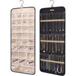 Rouleau de rangement pour organisateur de bijoux à suspendre avec crochets en métal, support à bijoux ... Rouleau de rangement pour organisateur de bijoux à suspendre avec crochets en métal, support à bijoux ...