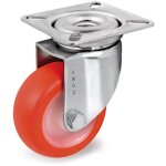 2gt roues et roulettes - roulette inox pivotante diamètre 60 mm roue polyuréthane rouge - 70 kg 2gt roues et roulettes - roulette inox pivotante diamètre 60 mm roue polyuréthane rouge - 70 kg
