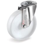 Roulette � oeil inox pivotante diam�tre 50 mm roue polyamide blanc - 50 kg