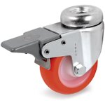 2gt roues et roulettes - roulette  oeil inox pivotante  frein diamtre 60 mm roue polyurthane rouge ...
