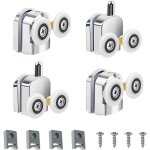 Roulettes de porte de douche, lot de 4 roulettes porte de douche doubles 23 mm, durables et silencieuses, ...