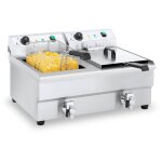 Royal catering ? friteuse professionnelle double 2x16l 3200w ? acier inoxydable ? robinets de vidange ...