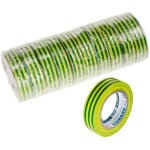 Ruban adhesif isolant - 15 mm x 10 m - vert et jaune - 10 pieces