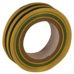 Ruban adh�sif isolant vert / jaune en pvc d'usage courant. dimension 15 mm x 10 m (ris54)