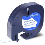 Ruban pour tiqueteuse compatible pour dymo letratag ruban plastique 12mm x 4m noir sur blanc, compatible ...