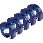 Ruban pour �tiqueteuse compatible pour dymo letratag ruban plastique 12mm x 4m noir sur blanc, compatible ...