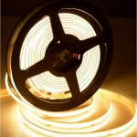 Desineo - ruban led 5m cob 12v blanc chaud 3000k adhsive transformateur et fixations fournies